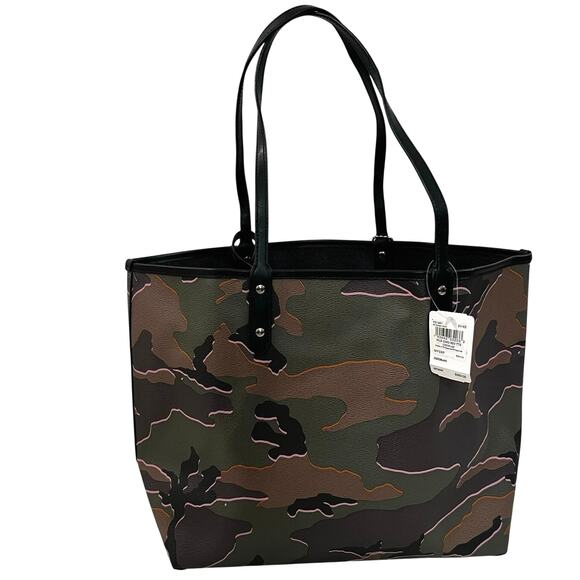 Coach Camo Large City Tote Bag Reversible Black Interior Pebble Leather Wristlet - Picture 2 of 9